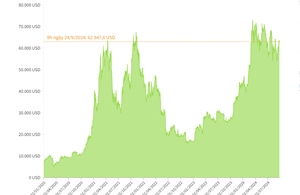 Giá Bitcoin lui về mốc 63.000 USD/BTC